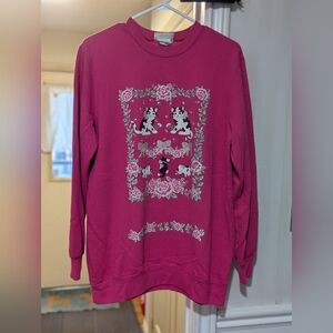 Vintage Women's Pink Cat Graphic Sweater
